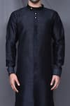 Arihant Rai Sinha_Black Silk Blend Plain Kurta And Pant Set _at_Aza_Fashions