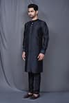 Shop_Arihant Rai Sinha_Black Silk Blend Plain Kurta And Pant Set _Online_at_Aza_Fashions