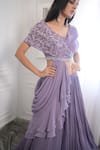 Shop_PIRI INDIA_Purple Lehenga  Georgette Hand Embroidered Butterfly Crop Top Set  _Online_at_Aza_Fashions