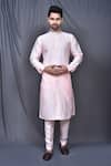 Buy_Adara Khan_Pink Bundi Jacquard Floral Jacket And Pant Set_Online_at_Aza_Fashions