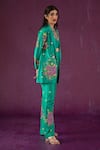 Buy Kacha Tanka Green Dupion Art Silk Floral, Mirror Rose Pattern And Embroidered Blazer Pant Set Online at Aza Fashions Buy_Kacha Tanka_Green Dupion Art Silk Floral, Mirror Rose Pattern And Embroidered Blazer Pant Set _Online_at_Aza_Fashions