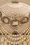 Tarun Tahiliani_Ivory Swarovski Pearls Dori Necklace Embroidered Clutch _Online_at_Aza_Fashions