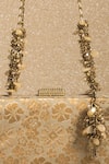 Tarun Tahiliani_Beige Metallic Thread, Beads Brocade Floral Pattern Bag_Online_at_Aza_Fashions