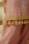 Rar studio - Kids_Pink Chanderi Handloom 50% Silk X Cut Dana Embellished Kurta Pant Set  _Online_at_Aza_Fashions