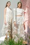 Shop_Vidhi Wadhwani_Off White Twill Cotton Embroidery Round Yaya Structured Top And Skirt Set _Online_at_Aza_Fashions