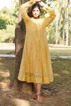 Dhaari_Yellow Handwoven Cotton Silk Hand Painted And Embroidered Floral Dress Gusset _Online_at_Aza_Fashions