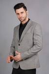 Shop_Soniya G_White Wool And Tweed Woven Houndstooth Pattern Blazer For Men_Online_at_Aza_Fashions