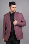 Soniya G_Pink Wool And Tweed Woven Stripe Pattern Blazer _Online_at_Aza_Fashions