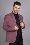 Shop_Soniya G_Pink Wool And Tweed Woven Stripe Pattern Blazer _Online_at_Aza_Fashions