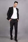 Soniya G_Black Wool And Tweed Lapel Collar Blazer _Online_at_Aza_Fashions