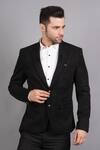 Buy_Soniya G_Black Wool And Tweed Lapel Collar Blazer _Online_at_Aza_Fashions