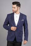 Buy_Soniya G_Blue Wool And Tweed Lapel Collar Blazer For Men_Online_at_Aza_Fashions