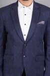 Soniya G_Blue Wool And Tweed Lapel Collar Blazer For Men_at_Aza_Fashions