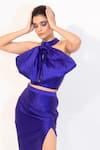 Sonam Parmar Jhawar_Purple Taffeta Silk Halter Blair Top And Skirt Set _Online_at_Aza_Fashions