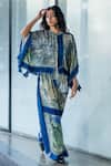 Shop_Leh Studios_Blue Viscose, Crepe Bandeau Neck Printed Kite Kimono Top _Online_at_Aza_Fashions