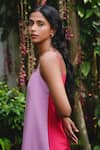 Vanaras_Pink Organic Cotton V Neck Nila Reversible Slip Dress  _at_Aza_Fashions