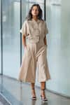 Buy_Leh Studios_Beige Rayon A-line Culottes Pant_Online_at_Aza_Fashions