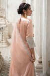 Sheela Suthar_Peach Tissue Embroidery Zardozi Keyhole Kurta Sharara Set _Online_at_Aza_Fashions