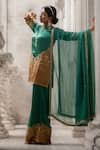 Buy_Sheela Suthar_Green Tissue Embroidery Zardozi Keyhole Placement Kurta Set _Online_at_Aza_Fashions