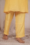 Pants And Pajamas_Yellow Chanderi, Cotton, Silk Embroidery, Water Color Kurta And Pant - Set Of 2 _at_Aza_Fashions