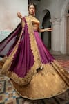 Shop_Sheela Suthar_Purple Embroidered Zardozi And Dori Work Boat Neck Placement Lehenga Set _Online_at_Aza_Fashions