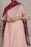 Pants And Pajamas_Pink Cotton, Silk Embroidery, Crayon Blush Chikankari Kurta And Pant - Set Of 2 _Online_at_Aza_Fashions