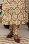 Rivaaj Clothing Cream Mughal Block Print Kurta And Pant Set Online at Aza Fashions Rivaaj Clothing_Cream Mughal Block Print Kurta And Pant Set _Online_at_Aza_Fashions