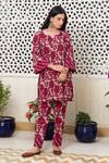 Buy_Rivaaj Clothing_Magenta Garden Block Print Kurta And Pant Set _Online_at_Aza_Fashions