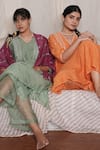 Pants And Pajamas Green Chanderi, Cotton, Crayon Moss Chikankari Kurta Pant And Dupatta - Set Of 3 Online at Aza Fashions Pants And Pajamas_Green Chanderi, Cotton, Crayon Moss Chikankari Kurta Pant And Dupatta - Set Of 3 _Online_at_Aza_Fashions