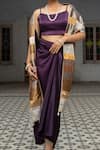 Sheela Suthar_Purple Imported Satin Plain Square Neck Bustier And Draped Skirt Set _Online_at_Aza_Fashions