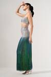 Buy_AMRTA by GUNEET KONDAL_Blue Plain V Neck Sheer Top Ombre Pant Set 