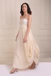 Buy_Shwetanga_Ivory Cotton Embroidery Square Neck Organic Cowl Draped Gown _Online_at_Aza_Fashions