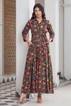 Rivaaj Clothing_Multi Color Floral Shirt Collar Maxi Dress _Online_at_Aza_Fashions