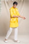 Buy_Sanjev Marwaaha_Yellow Organza Embroidered Floral Blooming Bundi Kurta Set _Online_at_Aza_Fashions