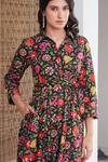 Rivaaj Clothing_Multi Color Floral Shirt Collar Maxi Dress _at_Aza_Fashions
