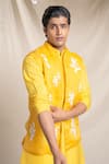 Shop_Sanjev Marwaaha_Yellow Organza Embroidered Floral Blooming Bundi Kurta Set _Online_at_Aza_Fashions