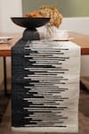 The Kargha Story_Black 100% Natural Cotton Woven Monochromic Rhythm Table Runner_Online_at_Aza_Fashions