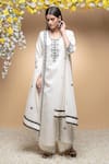 Buy_Sanjev Marwaaha_Ivory Modal And Georgette Embroidery Cutdana Round Contrast Kurta Set _Online_at_Aza_Fashions