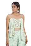 Vana Ethnics_Green Viscose And Satin & Embroidery Kadakara Corset & Palazzo Set _Online_at_Aza_Fashions