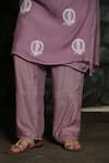 Pants And Pajamas_Purple , Popsicle Lilac Lace Trim Kurta Pant And Dupatta - Set Of 3 _at_Aza_Fashions
