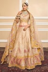 Buy_Sheetal Batra_Pink Pure Raw Silk Embroidered Kashmiri Tilla V Neck Bridal Lehenga Set _Online_at_Aza_Fashions