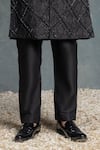 Sanjev Marwaaha_Black Cotton Silk Embroidered Crystal Embellished Jacket Kurta Set _Online_at_Aza_Fashions