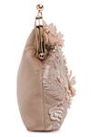 Richa Gupta_Beige Embroidery, Pearls 3d Clutch With Sling_at_Aza_Fashions