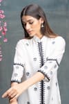 Buy_Sanjev Marwaaha_Ivory Chanderi And Cotton Silk Print & Embroidery Hand Block & Cutdana Kurta Set _Online_at_Aza_Fashions