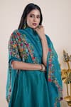 Shop_Bhusattva_Green Silk, Cotton, Organza Embroidery, Beads Round Neck Placement Kurta Set _Online_at_Aza_Fashions