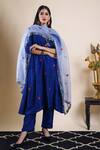 Buy_Bhusattva_Blue , Cotton, Organza Sequins, Zari, Beads, Floral Pattern Kurta Set _Online_at_Aza_Fashions