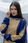 Daljit Sudan_Blue Phiran Kurta And Pant Crepe & Dupatta Georgette Embroidery Kashmiri Set _Online_at_Aza_Fashions