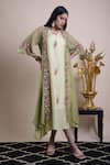 Buy_Bhusattva_Green Dress Organic Silk Embroidery Floral Asymmetric With Shrug  _Online_at_Aza_Fashions
