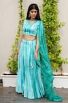 Cupid Cotton_Blue , Cotton, Organza Embroidery Round Tie Dye Pattern Lehenga Set _Online_at_Aza_Fashions