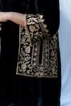 Buy_Daljit Sudan_Black Velvet Embroidered Kashmiri Tilla Full Sleeved Phiran Kurta And Pant Set _Online_at_Aza_Fashions